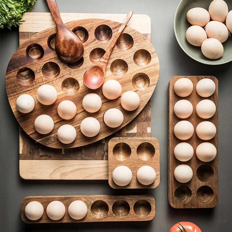 Natural Nest: Acacia Wood Egg Storage Tray